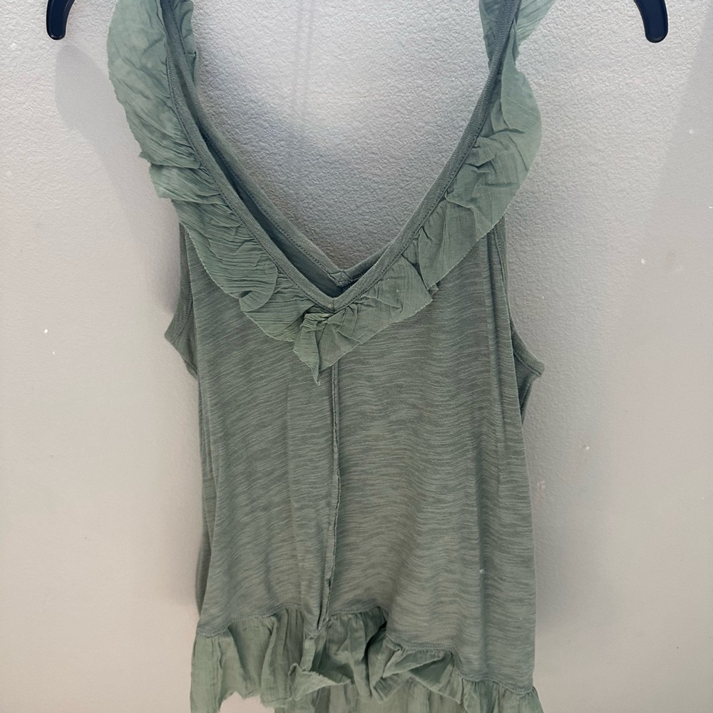 Women's Green Ruffle Top